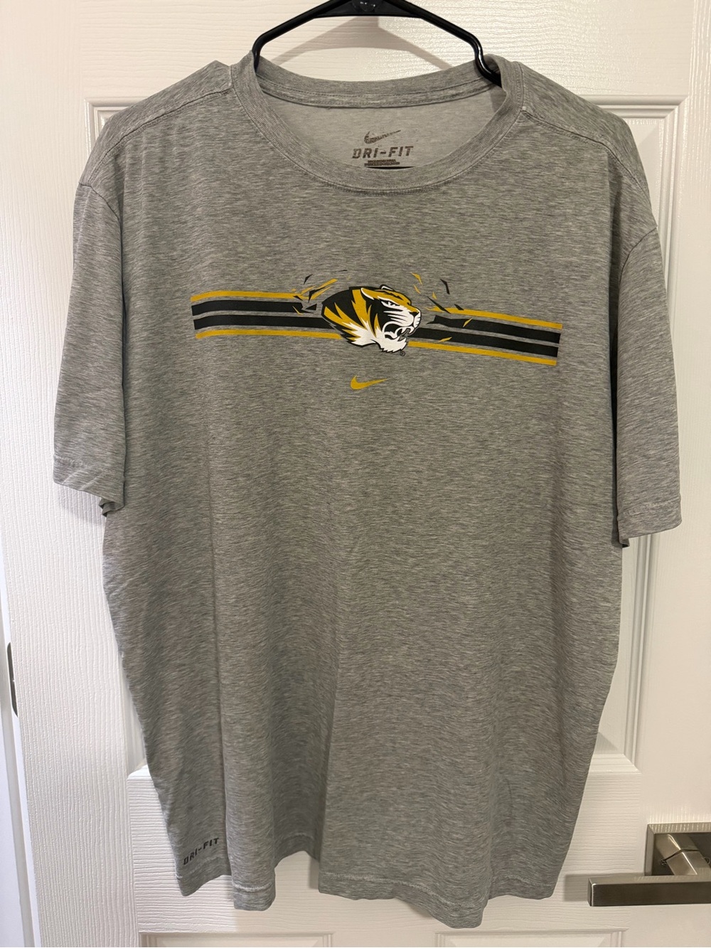 Nike Gray Dri-FIT Missouri Tigers Short Sleeve Tee with Yellow and Black Graphic